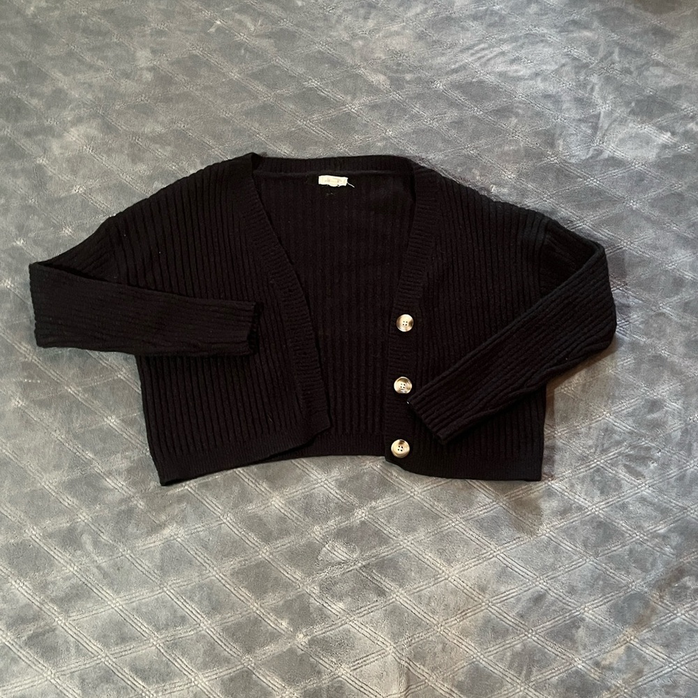Chic Black Women's Cardigan with Button Detail
